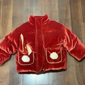 Aris Kids Red Velvet White Duck Down Puffer Jacket